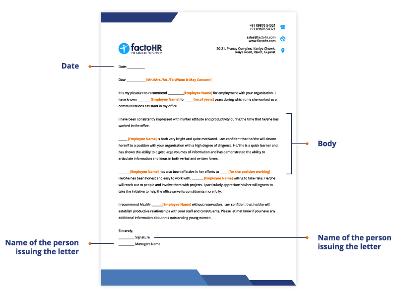 employee recomendation letter