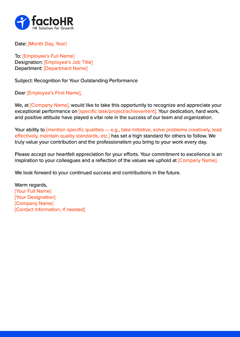 Employee Recognition Letter Format
