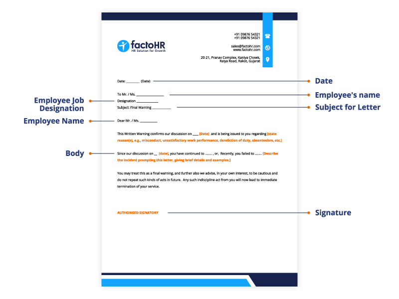 warning letter to employee format