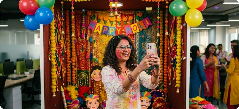 Colorful Holi Photo Booth Corner