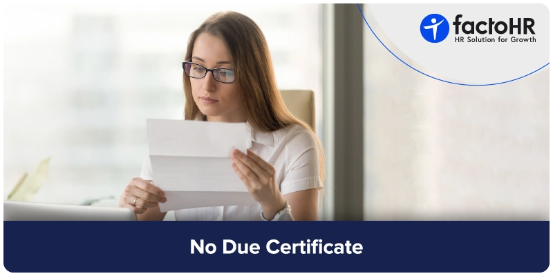 No Dues Certificate  For Employee