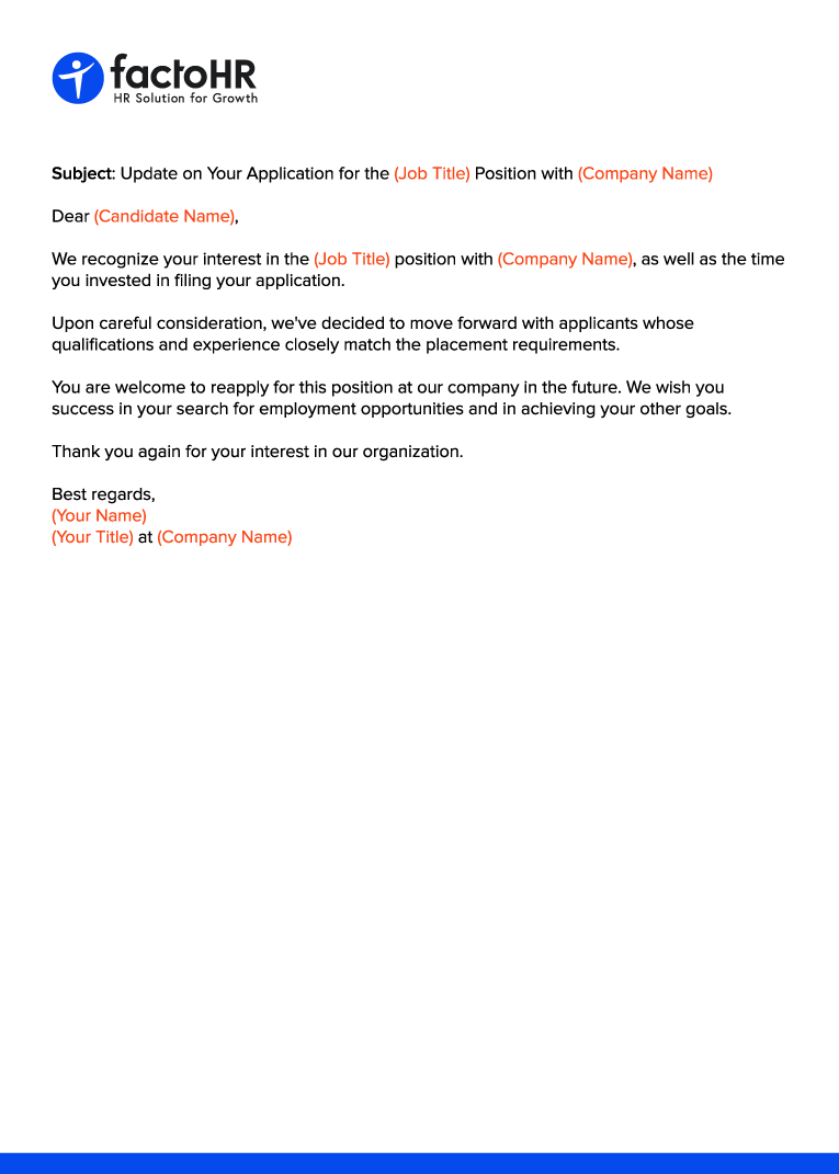 Best Rejection Email/Letter Format for HR PRofessional