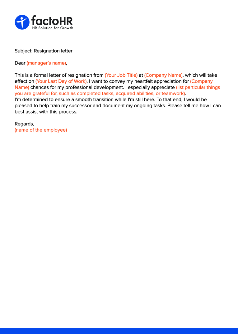 resignation letter format