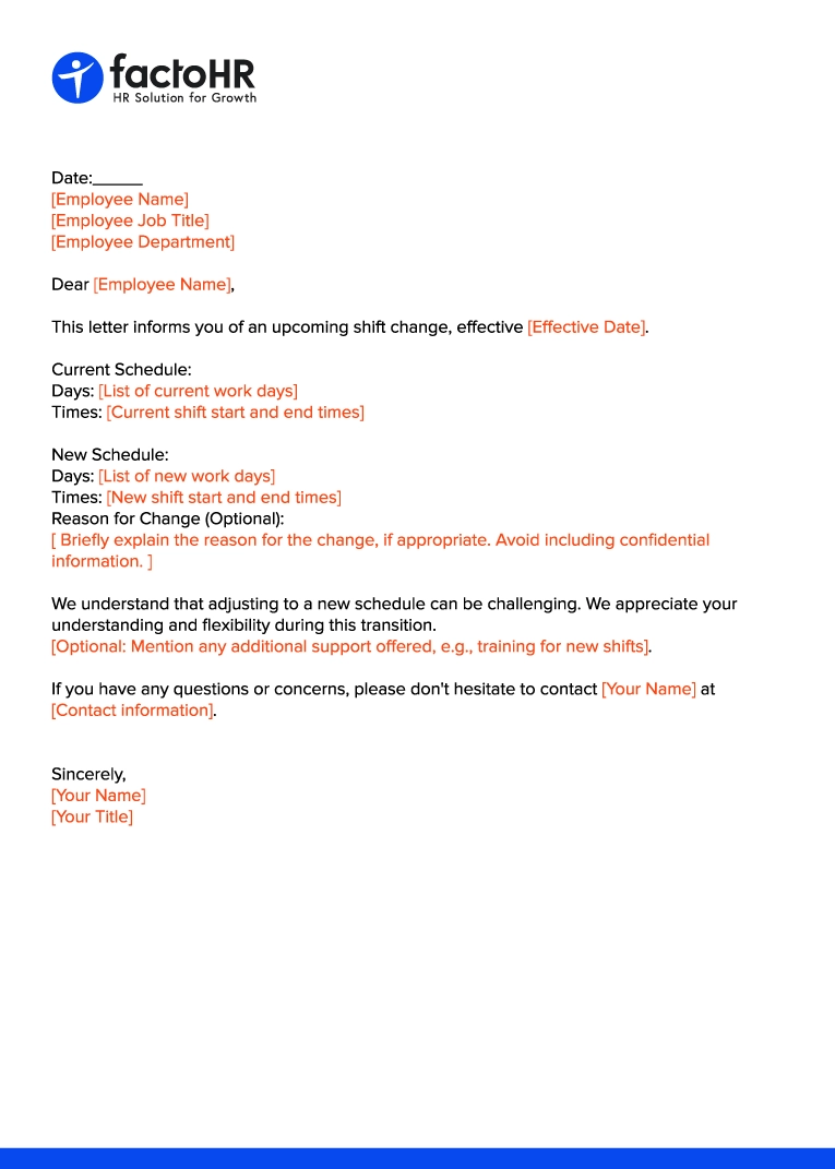 shift change notice letter format