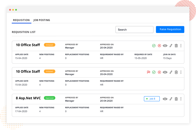 Dashboard of hrms platform